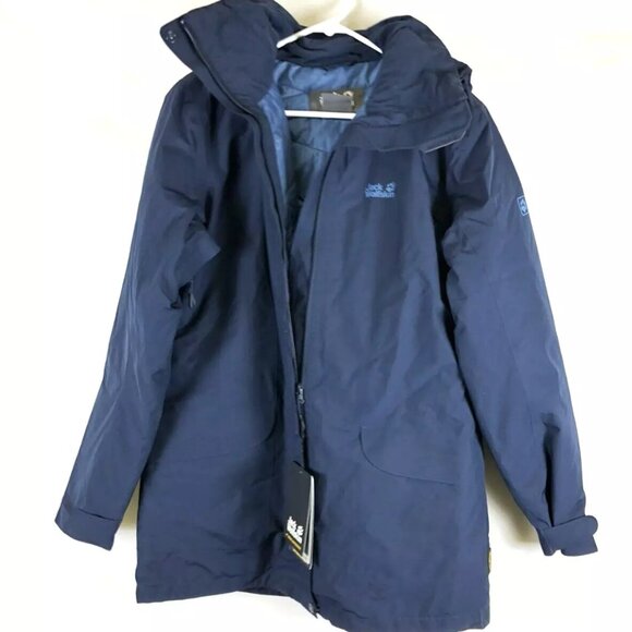Jack Wolfskin Womens Kiruna Trail Waterproof Insulated Rain Jacket Blue Size M